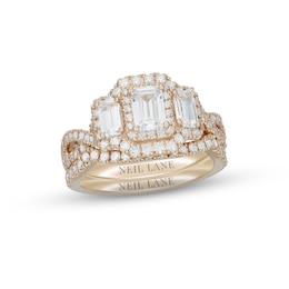 Neil Lane Emerald-cut Diamond Bridal Set 1-3/4 ct tw 14K Yellow Gold