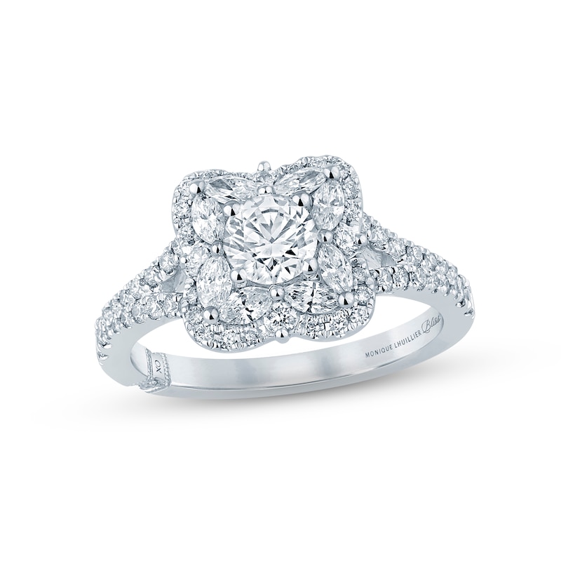 Monique Lhuillier Bliss Diamond Engagement Ring 1-1/3 ct tw Round & Marquise-cut 18K White Gold