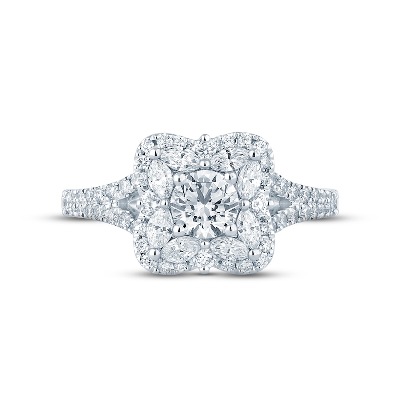 Monique Lhuillier Bliss Diamond Engagement Ring 1-1/3 ct tw Round & Marquise-cut 18K White Gold