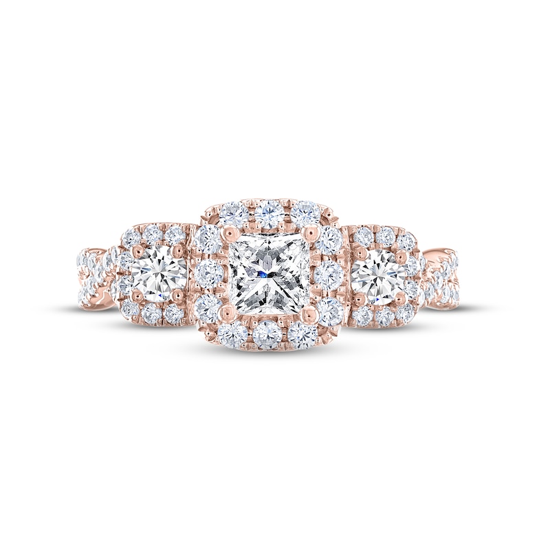 THE LEO Legacy  Lab-Grown diamond Princess & Round-Cut Three-Stone Engagement Ring 1 ct tw 14K Rose Gold