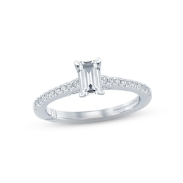 Monique Lhuillier Bliss Diamond Engagement Ring 5/8 ct tw Emerald & Round-cut 18K White Gold