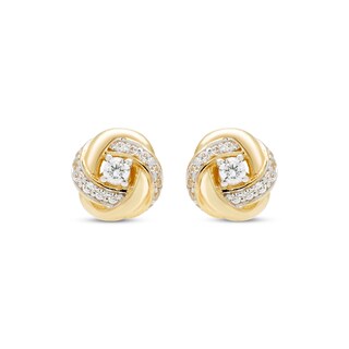 Diamond Love Knot Stud Earrings 1/6 ct tw 10K Yellow Gold | Kay