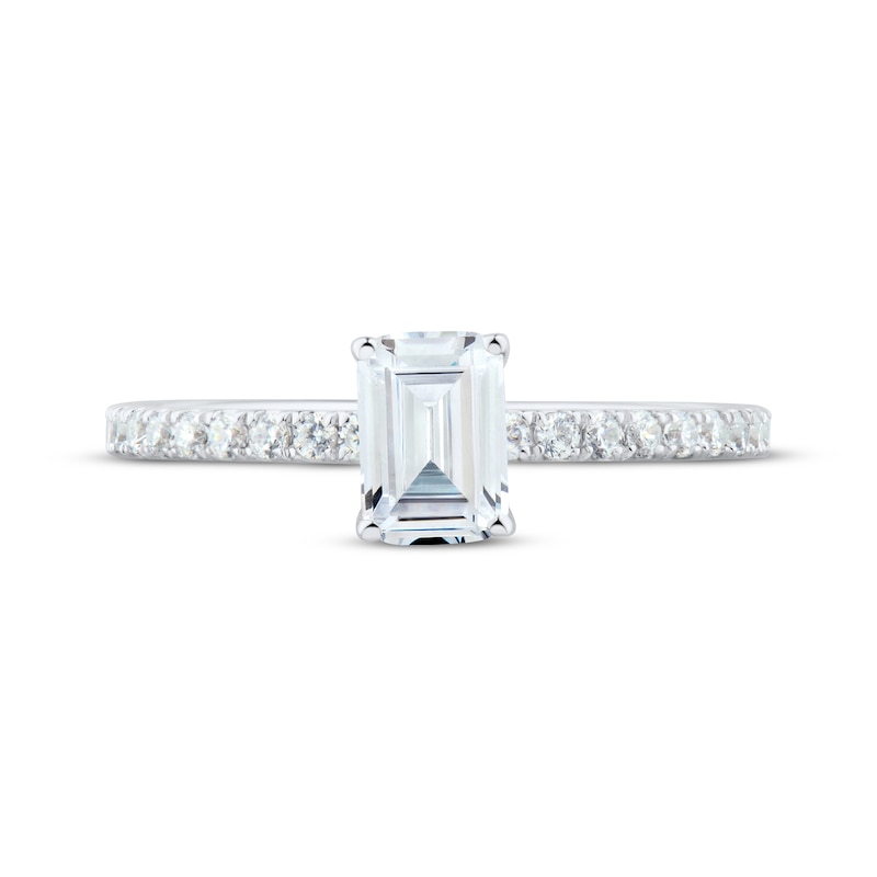 Main Image 3 of Certified Emerald-Cut Diamond Engagement Ring 1 ct tw Platinum