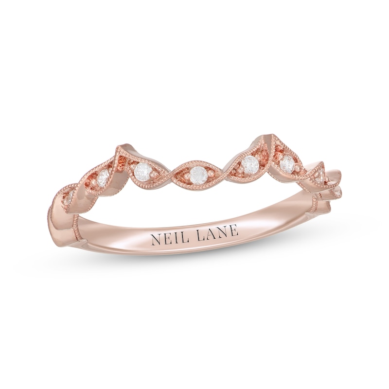 Main Image 8 of Neil Lane Diamond Wedding Band 1/8 ct tw Round-cut 14K Rose Gold