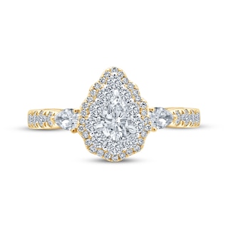 Monique Lhuillier Bliss Pear-Shaped Diamond Engagement Ring 1-1/4 ct tw ...