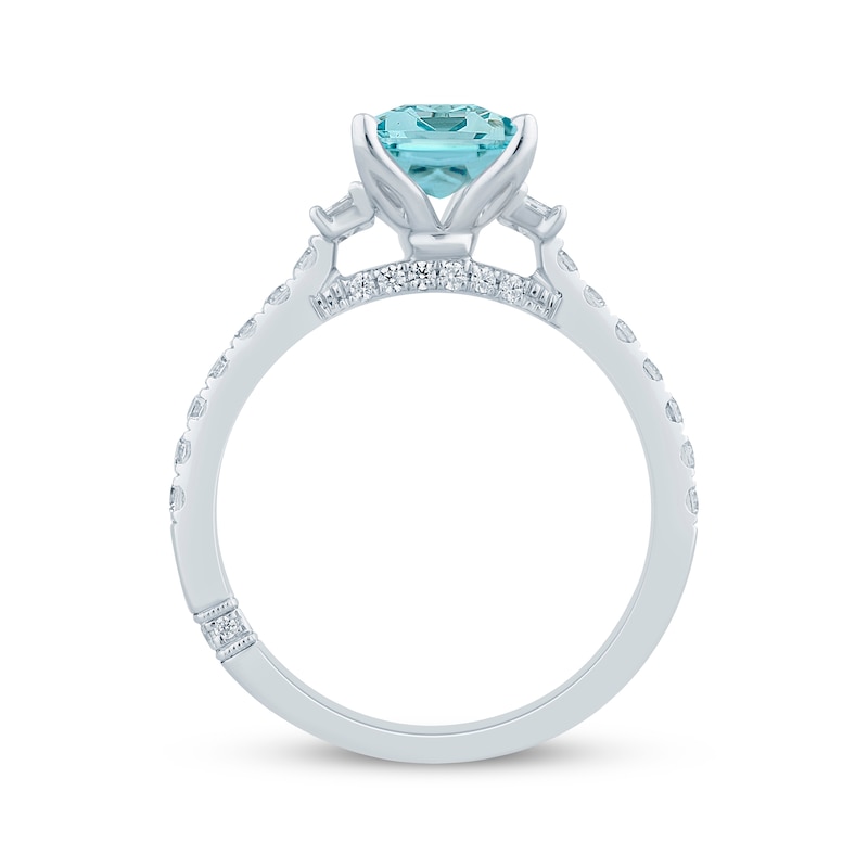 Monique Lhuillier Bliss Emerald-Cut Aquamarine & Diamond Engagement ...