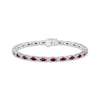 Thumbnail Image 1 of Oval-Cut Garnet & White Lab-Created Sapphire Link Bracelet Sterling Silver 7.25&quot;