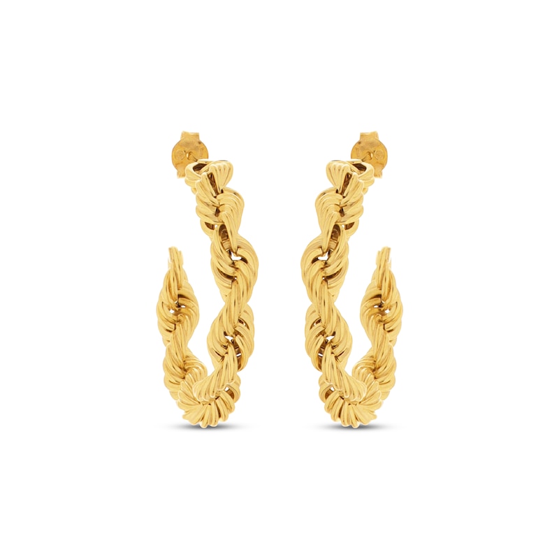 Main Image 2 of Twist Rope Chain Earrings 10K Yellow Gold 25mm