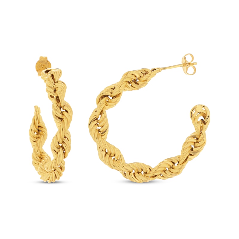 Twist Rope Chain Earrings 10K Yellow Gold 25mm | Kay