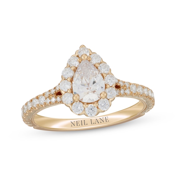 Neil Lane Pear-Shaped Diamond Engagement Ring 1-3/8 ct tw 14K Yellow Gold