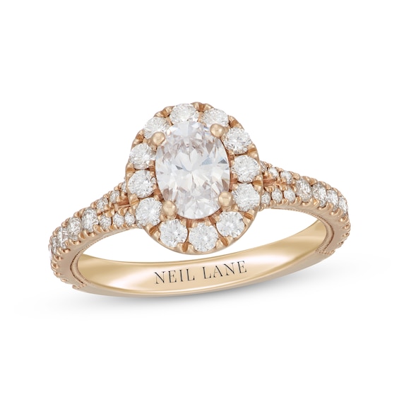 Neil Lane Oval-Cut Diamond Halo Engagement Ring 1-5/8 ct tw 14K Yellow Gold
