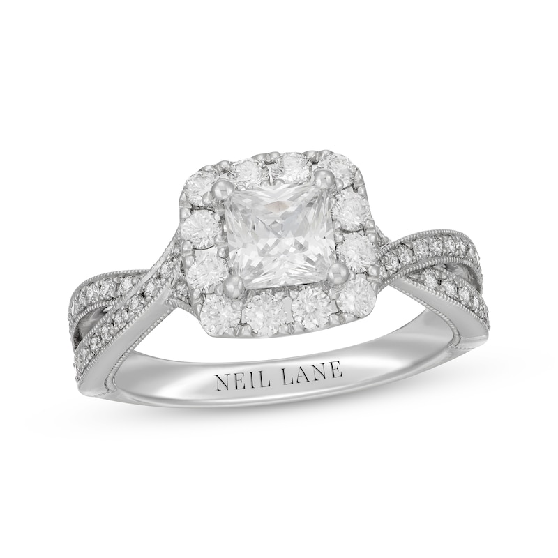 Main Image 1 of Neil Lane Princess-Cut Diamond Cushion Frame Engagement Ring 1-5/8 ct tw 14K White Gold