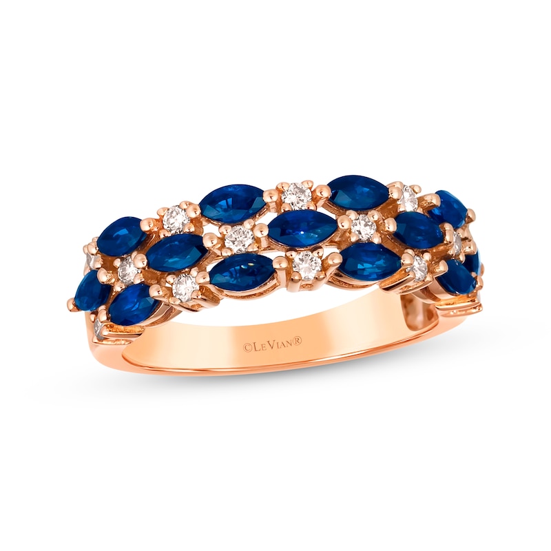 Main Image 1 of Le Vian Venetian Mosaic Sapphire & Diamond Ring 1/4 ct tw 14K Strawberry Gold