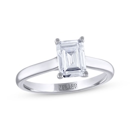 THE LEO Legacy Lab-Created Diamond Emerald-Cut Solitaire Engagement Ring 1-1/2 ct tw 14K White Gold