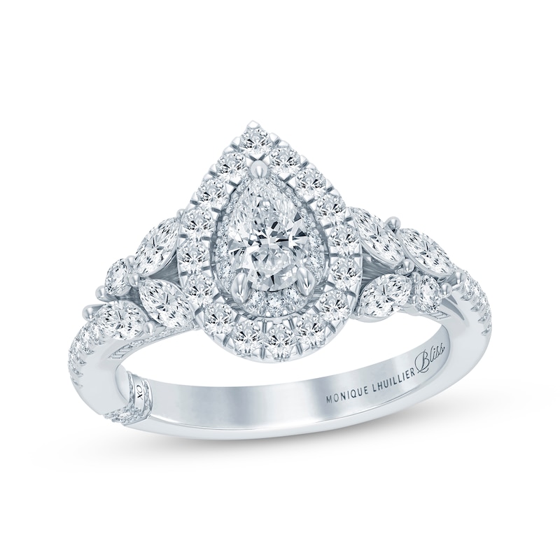 Main Image 1 of Monique Lhuillier Bliss Pear-Shaped Diamond Engagement Ring 1-1/4 ct tw 18K White Gold