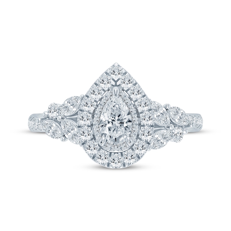 Main Image 4 of Monique Lhuillier Bliss Pear-Shaped Diamond Engagement Ring 1-1/4 ct tw 18K White Gold