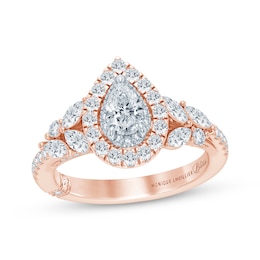 Monique Lhuillier Bliss Pear-Shaped Diamond Engagement Ring 1-1/4 ct tw 18K Two-Tone Gold