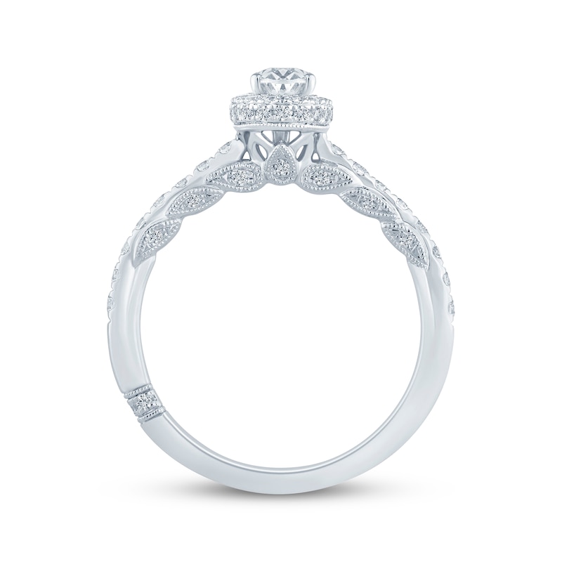 Main Image 3 of Monique Lhuillier Bliss Oval-Cut Diamond Engagement Ring 1 ct tw 18K White Gold