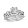 Thumbnail Image 1 of Neil Lane Princess-Cut Diamond Double Halo Bridal Set 7/8 ct tw 14K White Gold