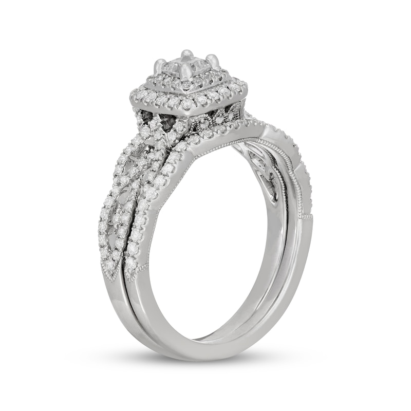 Main Image 2 of Neil Lane Princess-Cut Diamond Double Halo Bridal Set 7/8 ct tw 14K White Gold