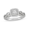 Thumbnail Image 1 of Neil Lane Princess-Cut Diamond Double Cushion Frame Twist Engagement Ring 3/4 ct tw 14K White Gold