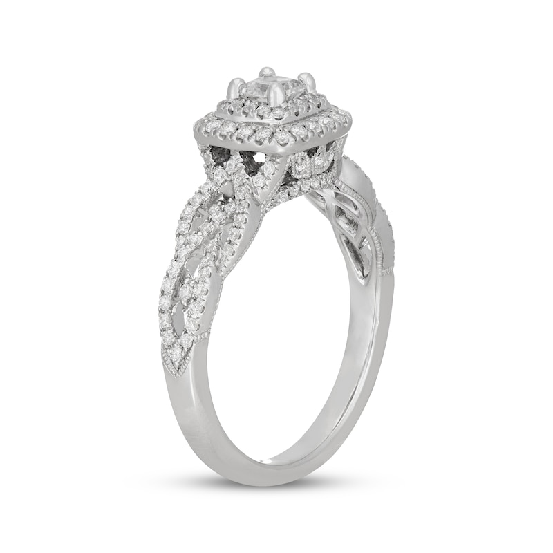 Main Image 2 of Neil Lane Princess-Cut Diamond Double Cushion Frame Twist Engagement Ring 3/4 ct tw 14K White Gold