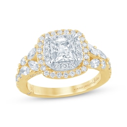 Monique Lhuillier Bliss Princess-Cut Lab-Grown Diamond Engagement Ring 1-3/4 ct tw 18K Two-Tone Gold