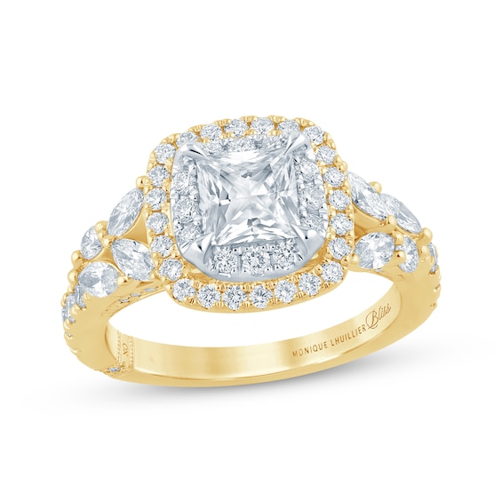 Monique Lhuillier Bliss Princess-Cut Lab-Created Diamond Engagement Ring 1-/ ct tw 18K Two-Tone Gold