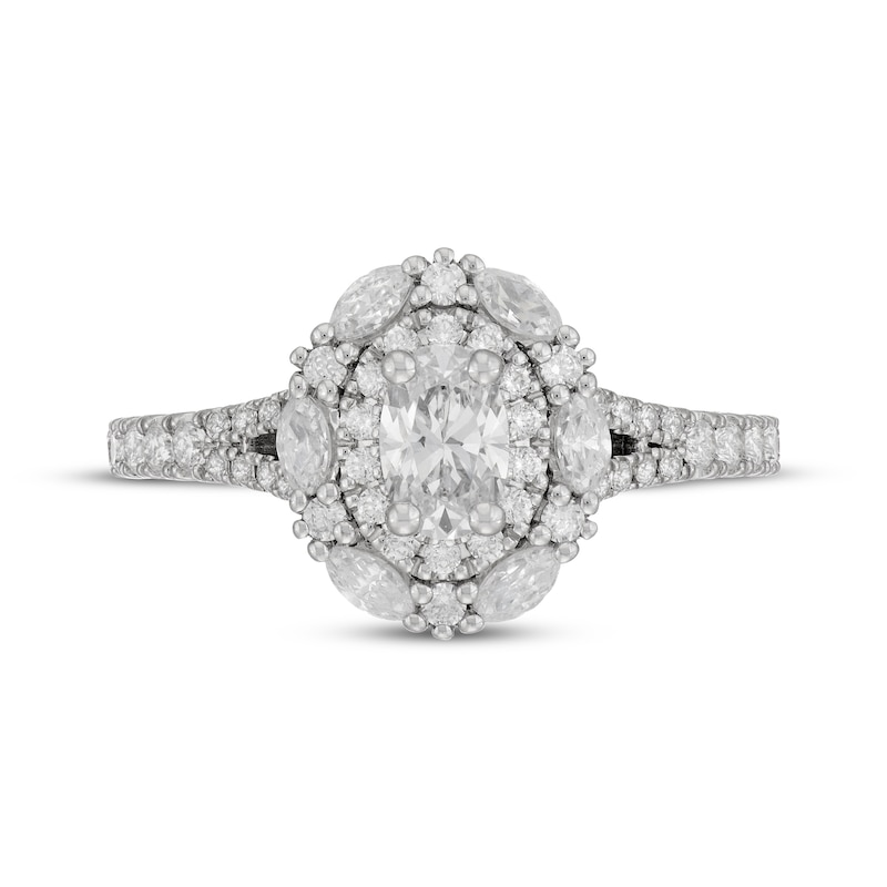 Main Image 3 of Neil Lane Oval-Cut Diamond Double Frame Engagement Ring 1-1/3 ct tw 14K White Gold