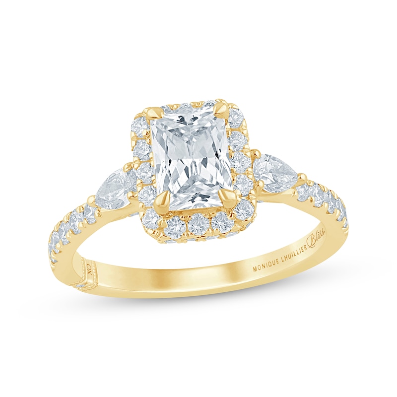 Main Image 1 of Monique Lhuillier Bliss Emerald-Cut Lab-Grown Diamond Engagement Ring 1-7/8 ct tw 18K Yellow Gold