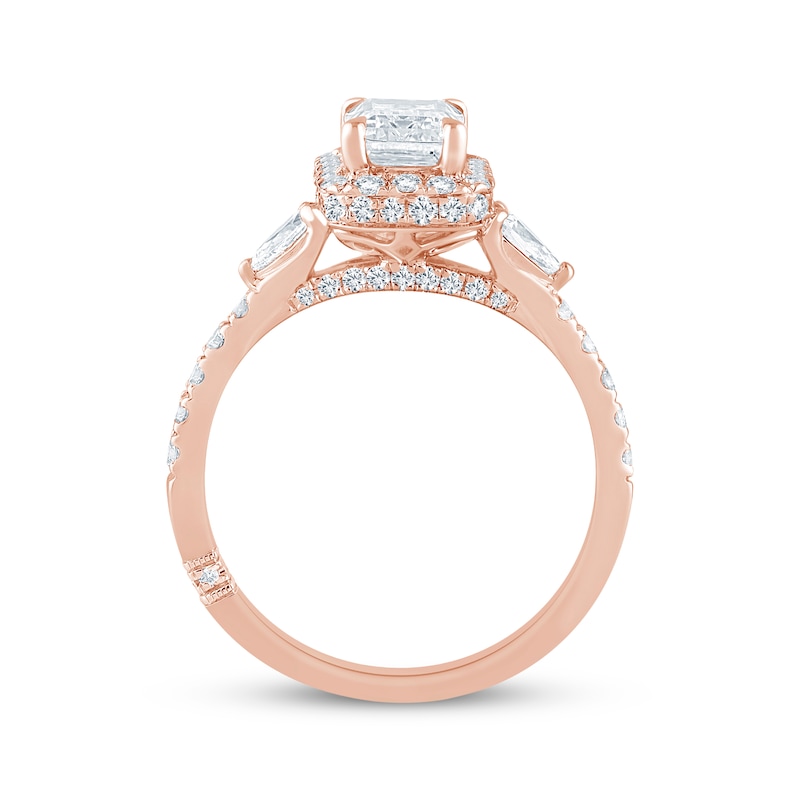 Main Image 3 of Monique Lhuillier Bliss Emerald-Cut Lab-Grown Diamond Engagement Ring 1-7/8 ct tw 18K Rose Gold