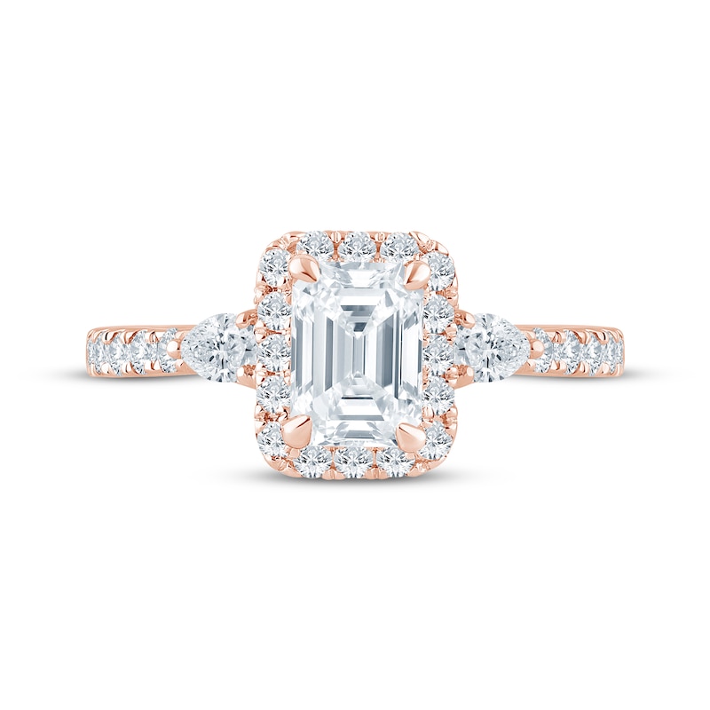 Main Image 4 of Monique Lhuillier Bliss Emerald-Cut Lab-Grown Diamond Engagement Ring 1-7/8 ct tw 18K Rose Gold