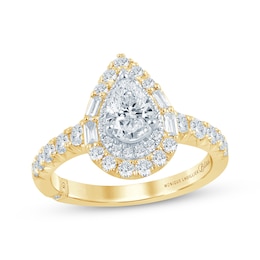 Monique Lhuillier Bliss Pear-Shaped Lab-Created Diamond Engagement Ring 1-1/5 ct tw 18K Two-Tone Gold