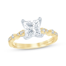 Monique Lhuillier Bliss Princess-Cut Lab-Created Diamond Engagement Ring 1-7/8 ct tw 18K Two-Tone Gold