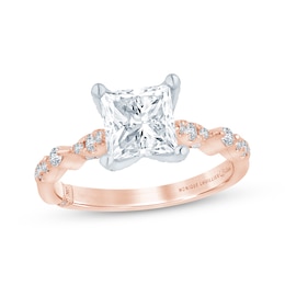 Monique Lhuillier Bliss Princess-Cut Lab-Grown Diamond Engagement Ring 1-7/8 ct tw 18K Two-Tone Gold