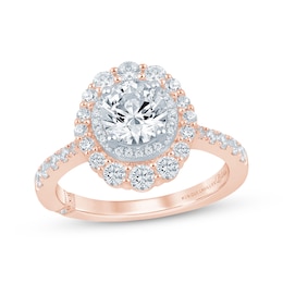 Monique Lhuillier Bliss Round-Cut Lab-Grown Diamond Engagement Ring 1-7/8 ct tw 18K Two-Tone Gold