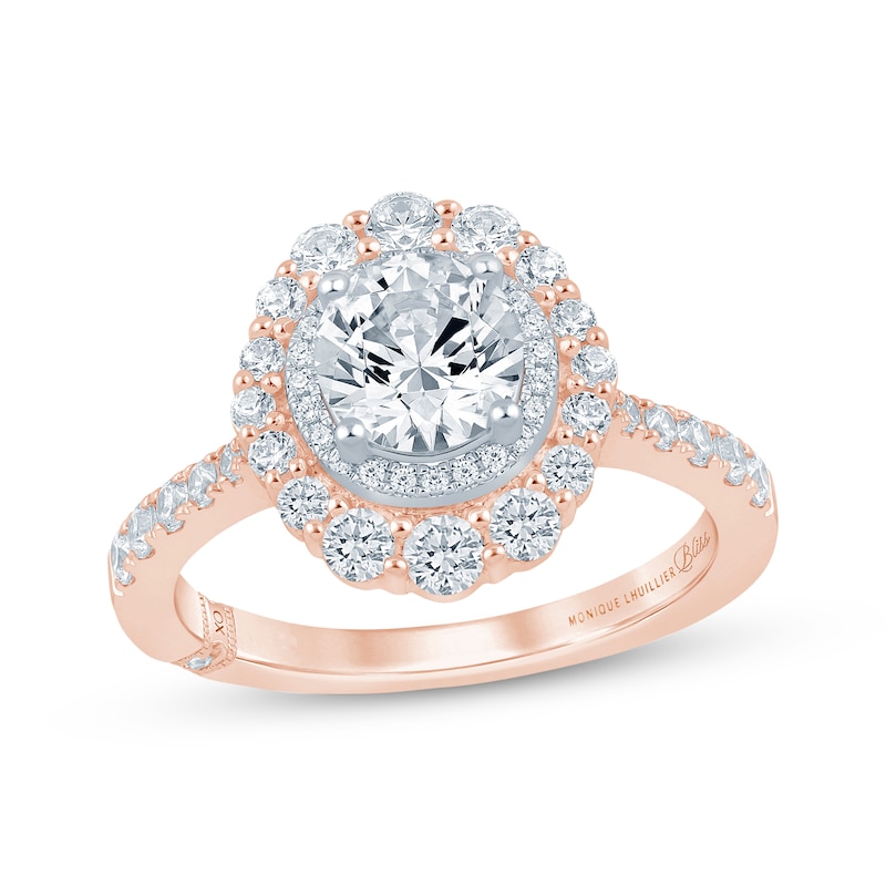 Main Image 1 of Monique Lhuillier Bliss Round-Cut Lab-Grown Diamond Engagement Ring 1-7/8 ct tw 18K Two-Tone Gold