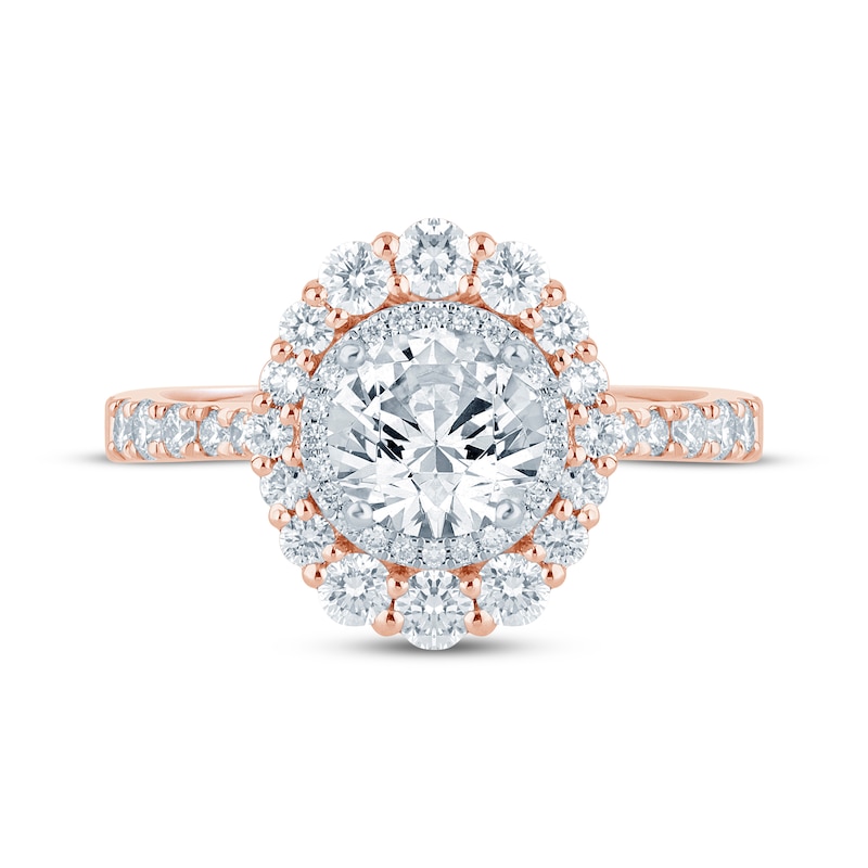 Main Image 4 of Monique Lhuillier Bliss Round-Cut Lab-Grown Diamond Engagement Ring 1-7/8 ct tw 18K Two-Tone Gold