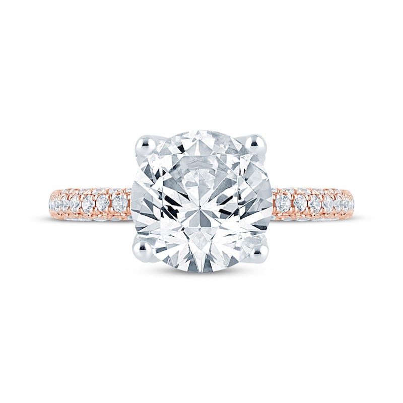 Main Image 4 of Monique Lhuillier Bliss Round-Cut Lab-Grown Diamond Engagement Ring 3-5/8 ct tw 18K Two-Tone Gold