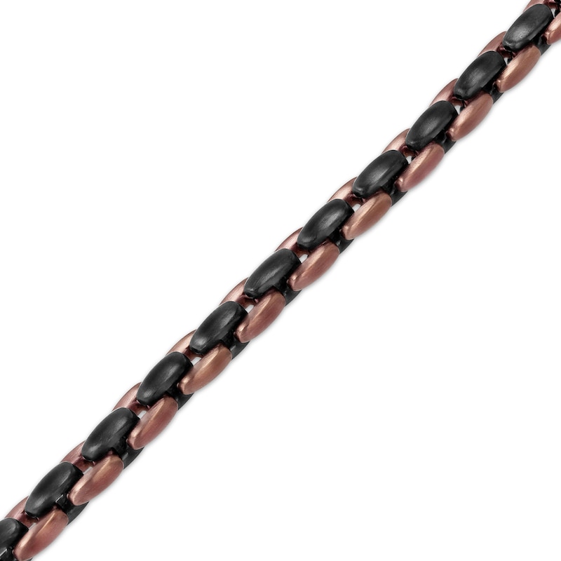 Main Image 2 of Solid Link Bracelet 6.4mm Black & Brown Ion-Plated Stainless Steel 9&quot;