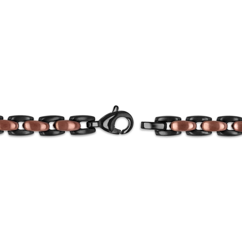 Main Image 3 of Solid Link Bracelet 6.4mm Black & Brown Ion-Plated Stainless Steel 9&quot;