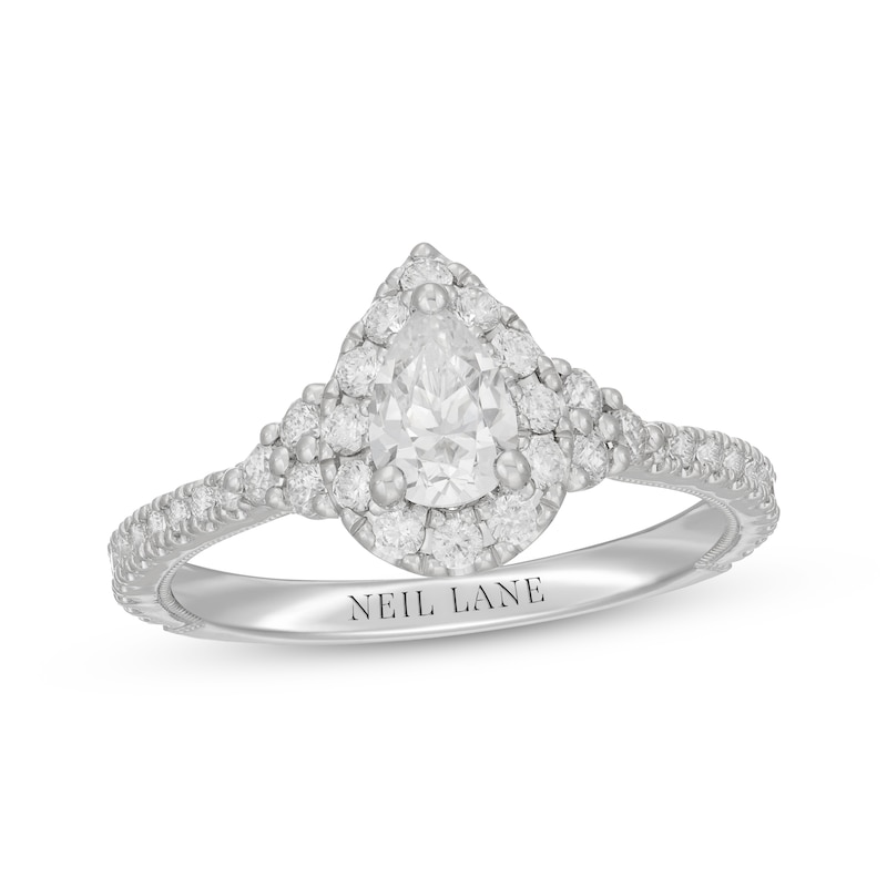 Main Image 1 of Neil Lane Pear-Shaped Diamond Halo Engagement Ring 1 ct tw 14K White Gold