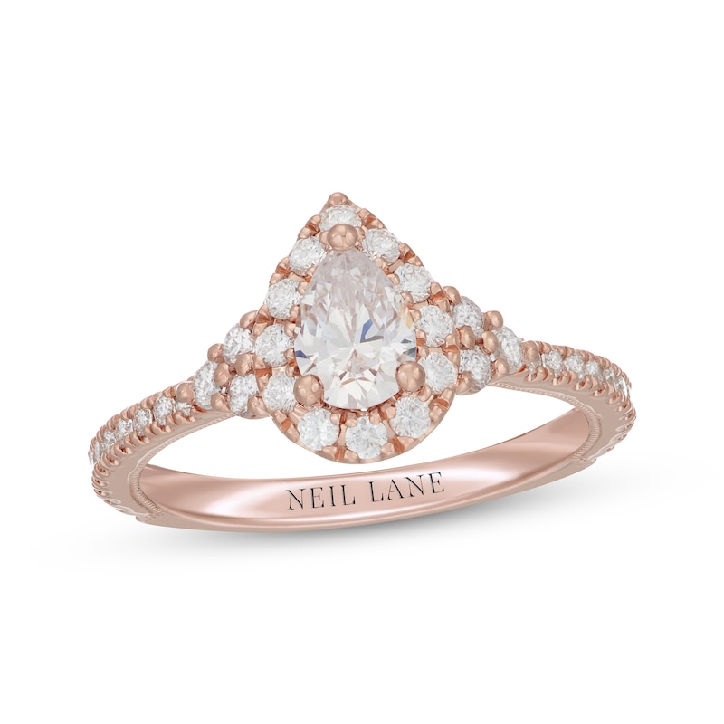 Main Image 1 of Neil Lane Pear-Shaped Diamond Halo Engagement Ring 1 ct tw 14K Rose Gold