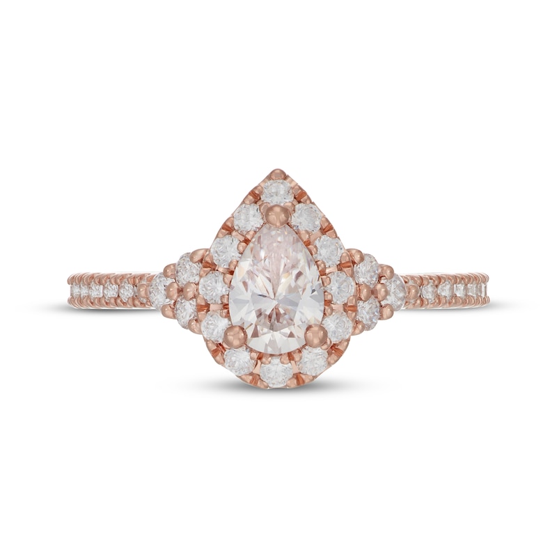 Main Image 3 of Neil Lane Pear-Shaped Diamond Halo Engagement Ring 1 ct tw 14K Rose Gold