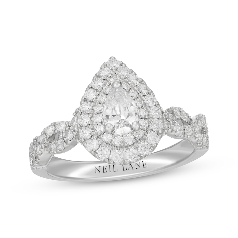 Main Image 1 of Neil Lane Pear-Shaped Diamond Double Halo Twist Engagement Ring 1 ct tw 14K White Gold