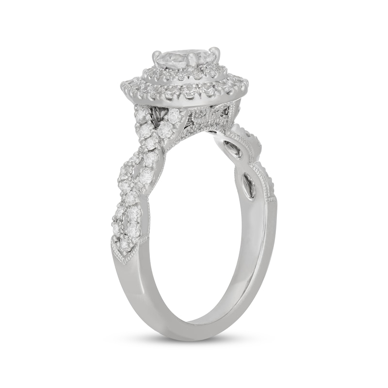 Main Image 2 of Neil Lane Pear-Shaped Diamond Double Halo Twist Engagement Ring 1 ct tw 14K White Gold