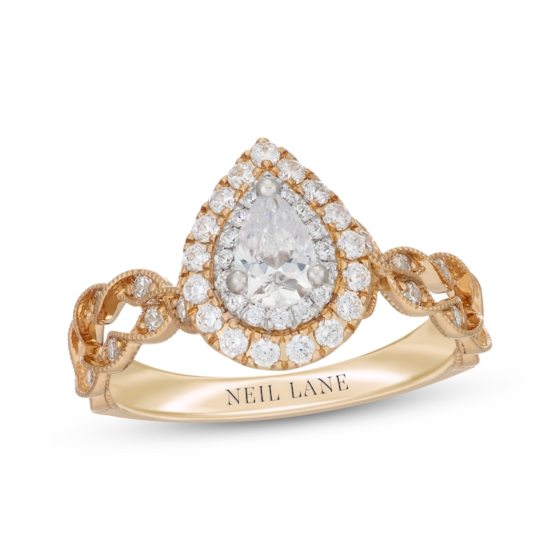 Main Image 1 of Neil Lane Pear-Shaped Diamond Double Halo Engagement Ring 7/8 ct tw 14K Two-Tone Gold