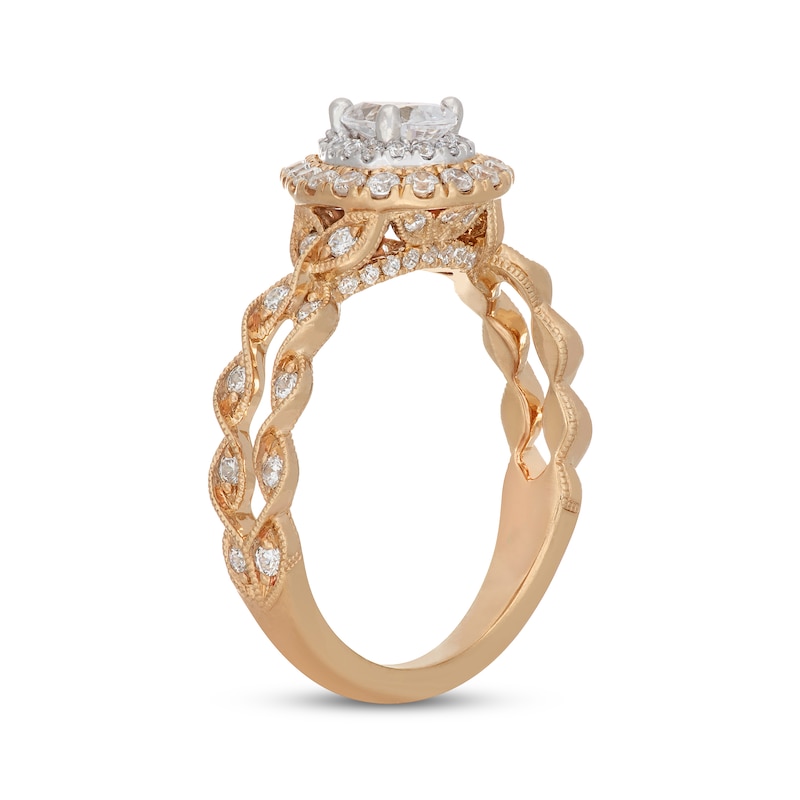 Main Image 2 of Neil Lane Pear-Shaped Diamond Double Halo Engagement Ring 7/8 ct tw 14K Two-Tone Gold