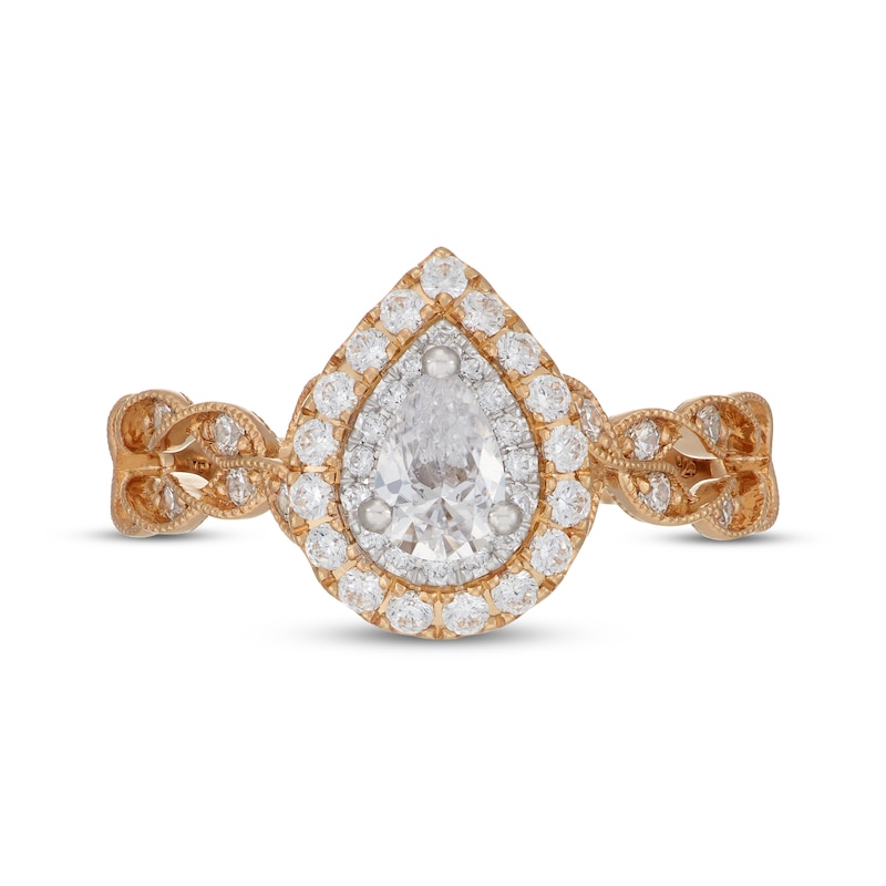 Main Image 3 of Neil Lane Pear-Shaped Diamond Double Halo Engagement Ring 7/8 ct tw 14K Two-Tone Gold