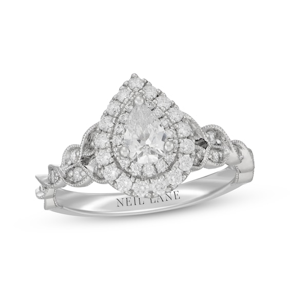Neil Lane Pear-Shaped Diamond Double Halo Engagement Ring 3/4 ct tw 14K White Gold